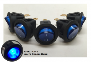 5 PCS MARINE BOAT AUTOMOTIVE CAR SMALL ROUND BLUE LED ROCKER SWI